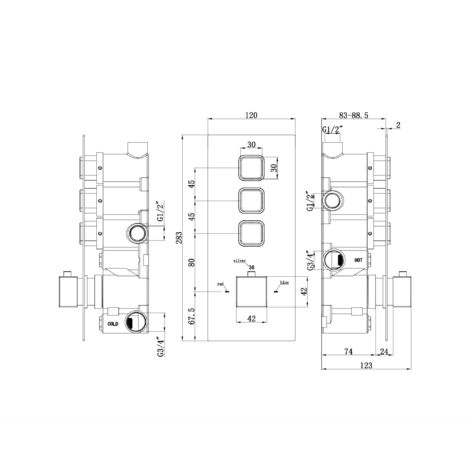 ENKI Milan Triple Shower Valve Square 3-Outlet Black TSV074
