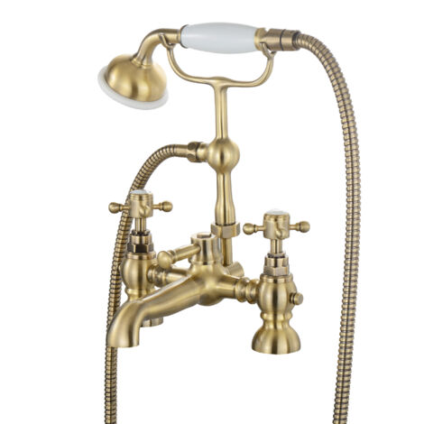 ENKI, Camberley, BT3208, Antique Bronze, Bath Shower Mixer Taps, Traditional Victorian Cross Handle, Solid Brass, Easy Clean, Traditional Design, Easy to Install, 10-Year Guarantee