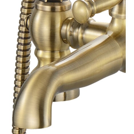 ENKI, Camberley, BT3208, Antique Bronze, Bath Shower Mixer Taps, Traditional Victorian Cross Handle, Solid Brass, Easy Clean, Traditional Design, Easy to Install, 10-Year Guarantee