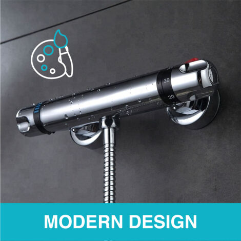 ENKI Luna Bar Shower Mixer Valve Brass Thermostatic Chrome 1/2"