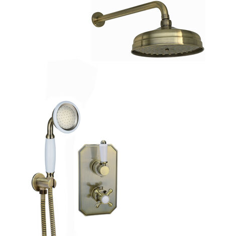 ENKI Regent Shower Head Handshower Kit Crosshead Bronze 8"
