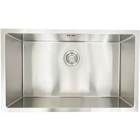ENKI, Bali, KS001, Brushed Stainless Steel Rectangular Kitchen Sink, Undermount Topmount Fitting into Sink Unit, Large Sink Bowl, Kitchen Essential