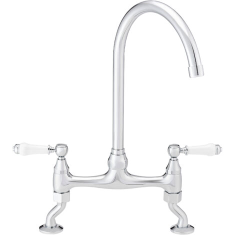 ENKI Astbury Kitchen Mixer Tap Lever Bridge Swivel Chrome