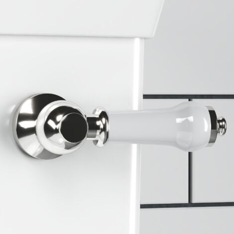 ENKI Ceramic Toilet Flush Lever Traditional Chrome White