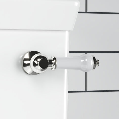 ENKI Ceramic Toilet Flush Lever Traditional Chrome White