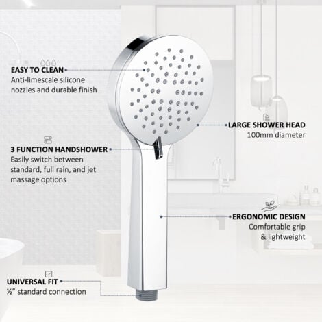 ENKI Multi Function Hand Shower Kit Hose & Wall Bracket Chrome