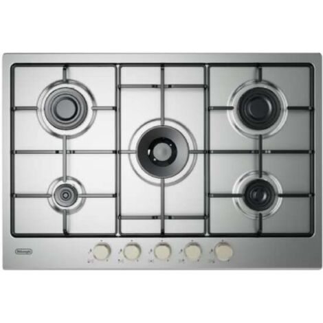 De longhi piano cottura a gas ylg 75 f 5 fuochi 75 cm acciaio inox griglie smaltate