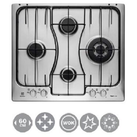 Electrolux piano cottura gas 4 fuochi crosscook rgg6243lox 60 cm acciaio inox da incasso