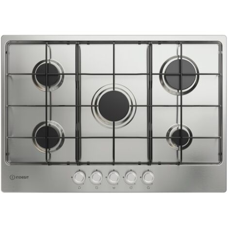 Indesit THP 752 IX/I 1 piano gas inox 75cm 5 fuochi griglie smaltate. Colore del prodotto: Acciaio inox, Posizionamento dell'apparecchio: Da incasso, Dimensione della larghezza del pi... - THP752IX/I1