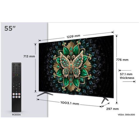 TCL Serie C69K Smart TV QD-MiniLED 4K da 55 Pollici (55C69K) con Display 144Hz, Audio Onkyo 2.1, Dolby Vision IQ & Atmos, Google TV