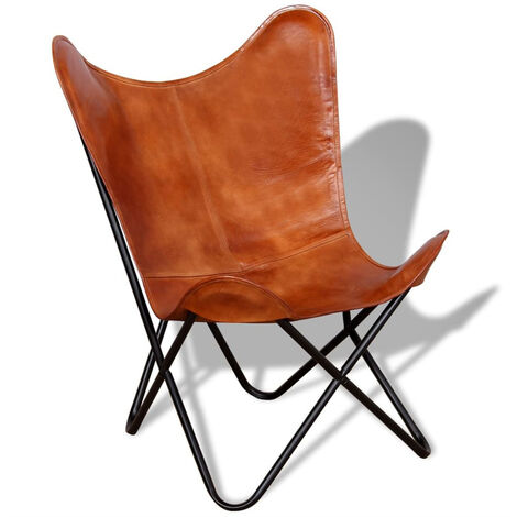 FIMEI Chaise papillon Marron Cuir véritable 74 x 66 x 90 cm (1/5)