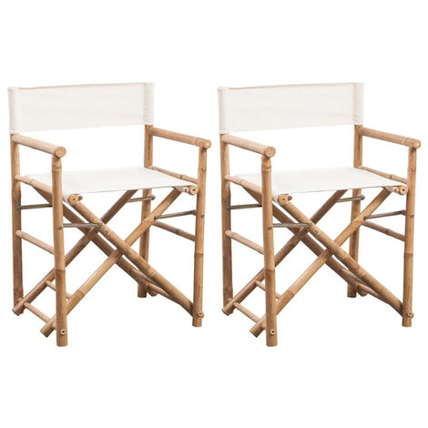 FIMEI Chaise pliable 2 pcs Bambou et toile (1/5)