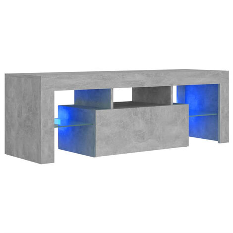 FIMEI Meuble TV avec lumières LED Gris béton 120x35x40 cm (1/5)