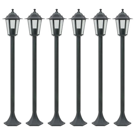 FIMEI Lampe de jardin à piquet 6 pcs E27 110 cm Aluminium Vert foncé (1/5)