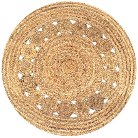 FIMEI Tapis Jute design tressé 90 cm rond (1/5)
