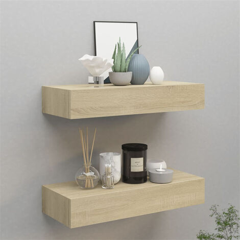 FIMEI Étagères à tiroirs murales 2 pcs Chêne 60x23,5x10 cm MDF (1/5)
