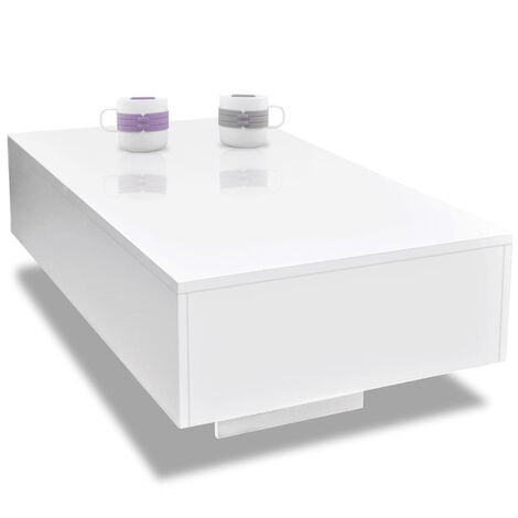 FIMEI Table basse Haute brillance Blanche 85 x 55 x 31 cm (1/5)