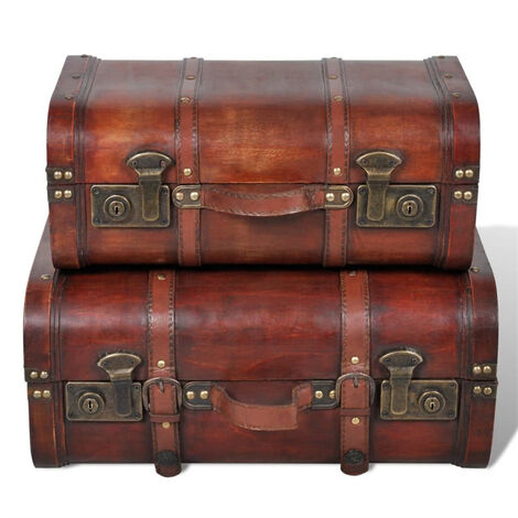 FIMEI Coffre de rangement vintage Bois Marron 2 pcs (1/5)