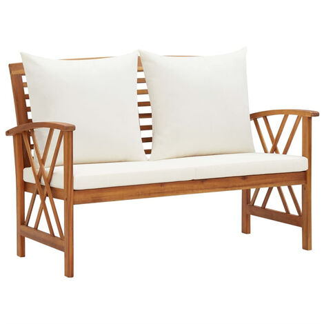 FIMEI Banc de jardin avec coussins 119 cm Bois solide d'acacia (1/5)