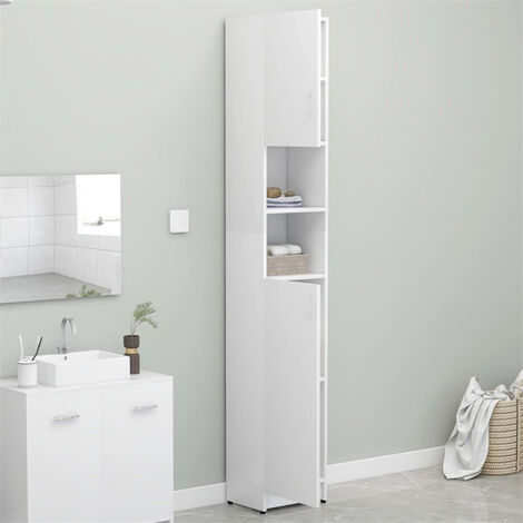 FIMEI Armoire de salle de bain Blanc 32x25,5x190 cm Aggloméré (1/5)