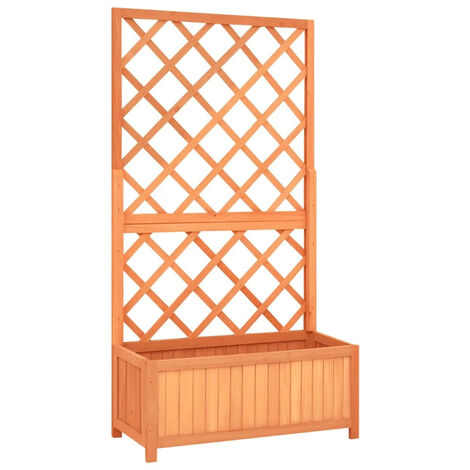 FIMEI Jardinière à treillis jardin Marron 70x30x135 cm Bois de sapin (1/5)