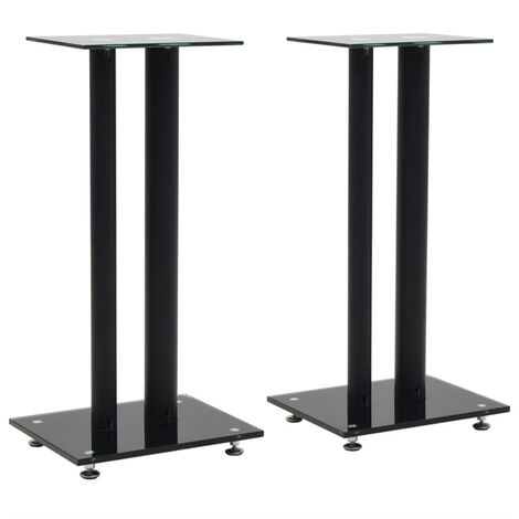 FIMEI Support haut-parleur 2pc Verre trempé Design 2 colonnes Noir (1/5)