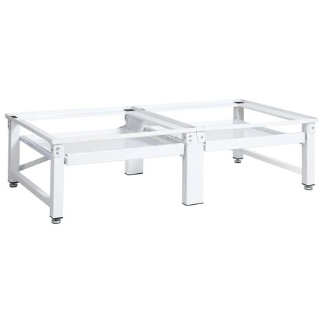 FIMEI Socle de lave-linge et sèche-linge et étagère coulissante Blanc (1/5)