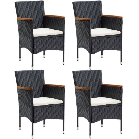 FIMEI Chaises de salle à manger de jardin 4 pcs Résine tressée Noir (1/5)