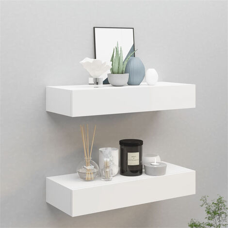 FIMEI Étagères à tiroirs murales 2 pcs Blanc 60x23,5x10 cm MDF (1/5)