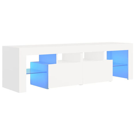 FIMEI Meuble TV avec lumières LED Blanc 140x35x40 cm (1/5)