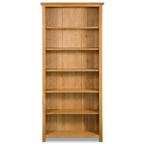Nova – Bibliothèque en bois de chêne massif 80x22,5x180 cm – 6 étagères – Charme rustique pour bureau ou salon – Assemblage facile