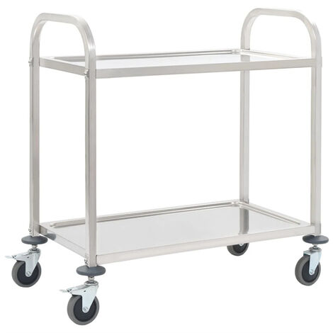 FIMEI Chariot de cuisine à 2 niveaux 96,5x55x90 cm Acier inoxydable (1/5)