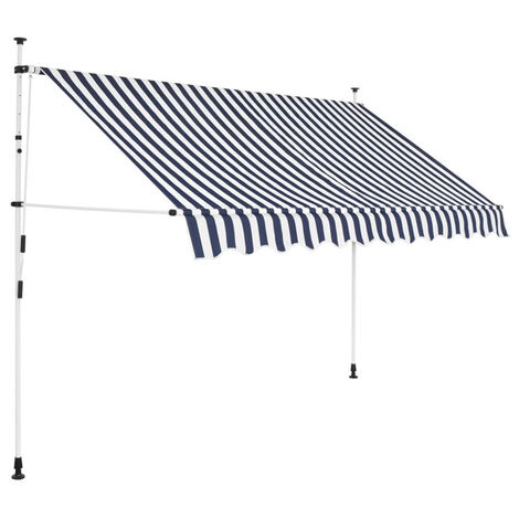 FIMEI Auvent rétractable manuel 300 cm Rayures bleues et blanches (1/5)