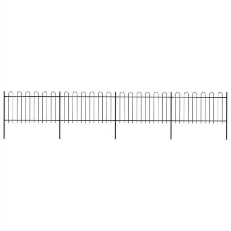 FIMEI Clôture de jardin avec dessus en cerceau Acier 6,8 x 1 m Noir (1/5)