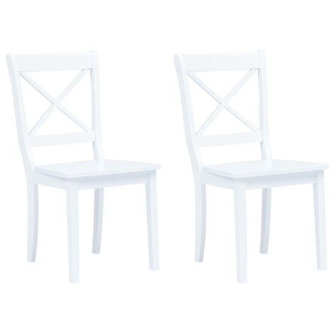 FIMEI 2 pcs Chaises de salle à manger Blanc Bois d'hévéa massif (1/5)