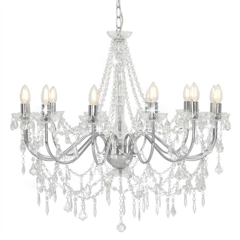 FIMEI Lustre avec perles Argenté 12 ampoules E14 (1/5)