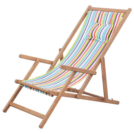 FIMEI Chaise pliable de plage Tissu et cadre en bois Multicolore (1/5)