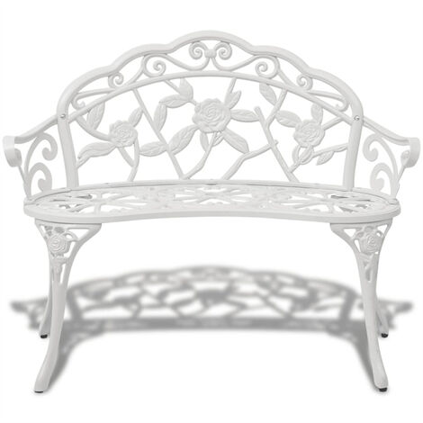 FIMEI Banc de jardin 100 cm Aluminium coulé Blanc (1/4)