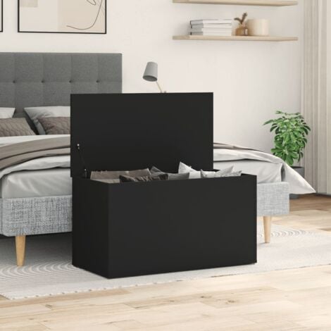 FIMEI Coffre de rangement Noir 84x42x46 cm Bois d'ingénierie