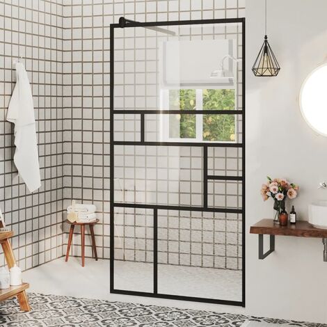 FIMEI Paroi de douche à verre ESG transparent 80x195 cm Noir (1/5)