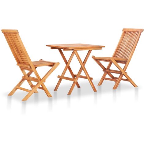 FIMEI Mobilier de bistro pliable 3 pcs Bois de teck solide (1/5)