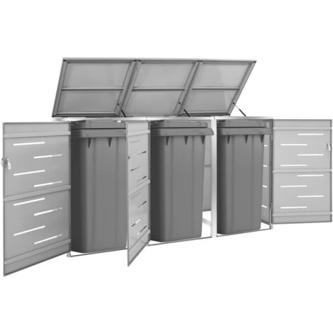 FIMEI Abri pour trois poubelles 207x77,5x115 cm Inox (1/5)