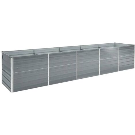 FIMEI Lit surélevé de jardin Acier galvanisé 400x80x77 cm Gris (1/5)