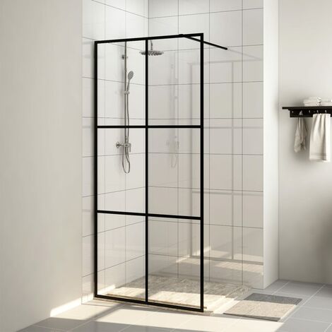 FIMEI Paroi de douche avec verre ESG transparent 80x195 cm Noir (1/5)