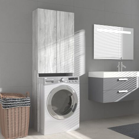 FIMEI Meuble pour machine à laver Sonoma gris 64x25,5x190 cm