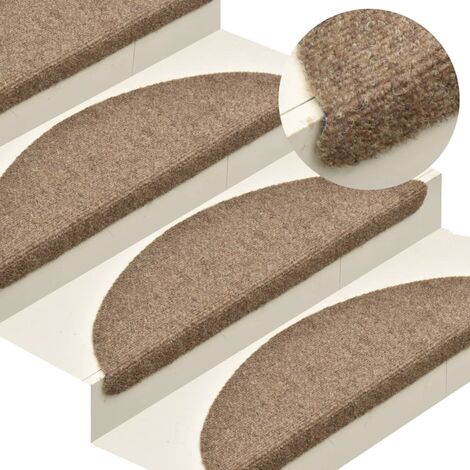 FIMEI Tapis d'escalier autocollants 15 pcs Crème 56x17x3cm Aiguilleté (1/5)