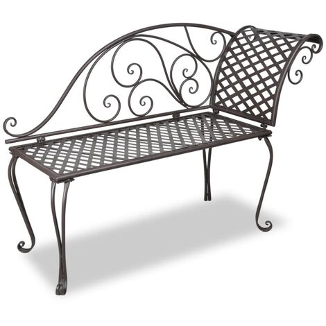 FIMEI Chaise longue de jardin 128 cm Acier Antique Marron (1/5)