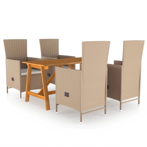 FIMEI Ensemble de salle à manger de jardin 5 pcs Beige (1/5)
