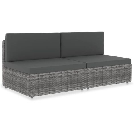 FIMEI Canapé sectionnel 2 places Résine tressée Gris (1/5)