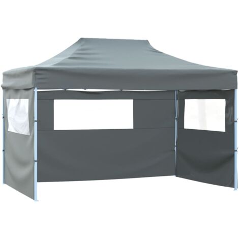 FIMEI Tente de réception pliable avec 3 parois 3x4 m Acier Anthracite (1/5)